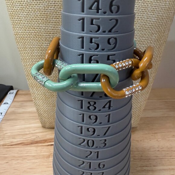 J Crew Chunky Chain Link Bracelet W/ Rhinestone Accents Green & Brown Enamel Gol - Picture 5 of 10